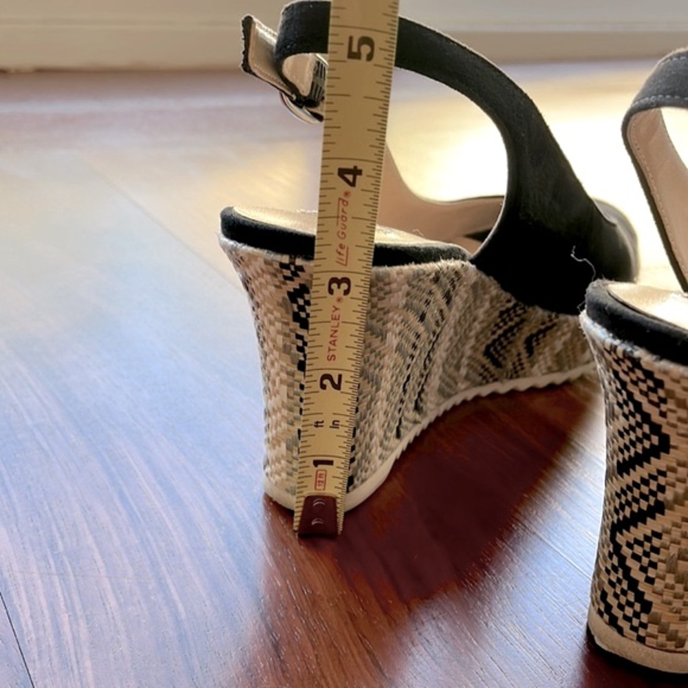 Leather/Suede Wedge Peep-toe Platform Sandals, Size 35 EU (US Size 5) - Picture 2 of 6